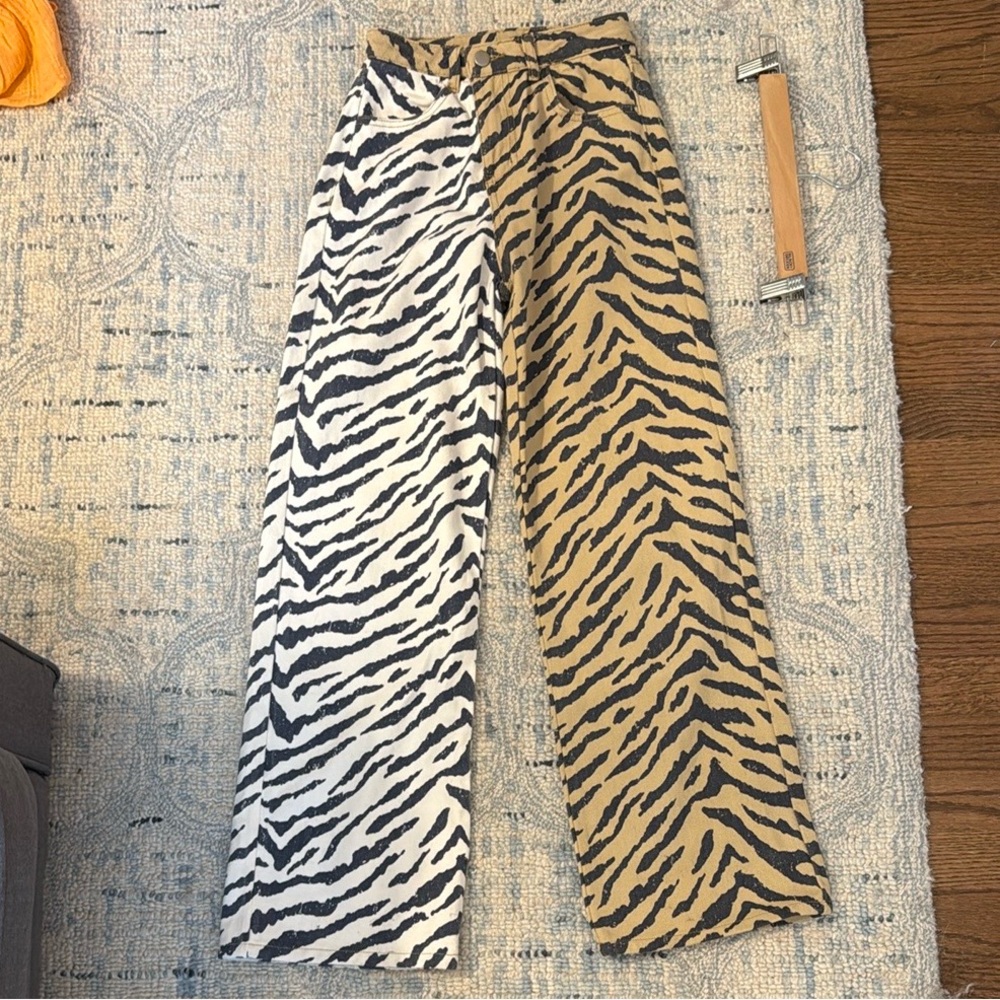 Zebra Print High Rise Women Jeans